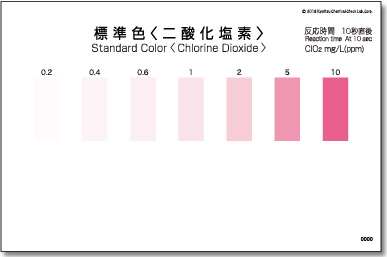 パックテスト二酸化塩素　標準色