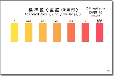 パックテスト亜鉛(低濃度)　標準色